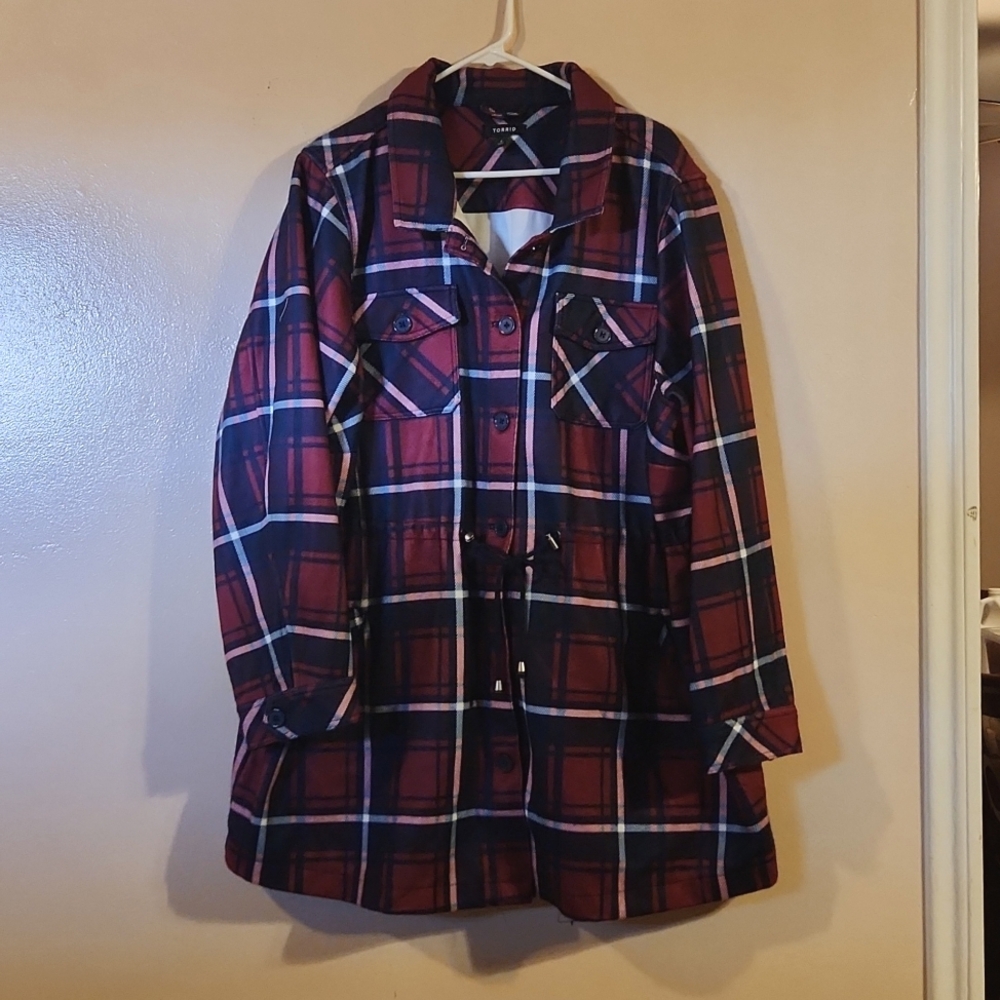 TORRID Red and Blue Plaid Shacket - size 4